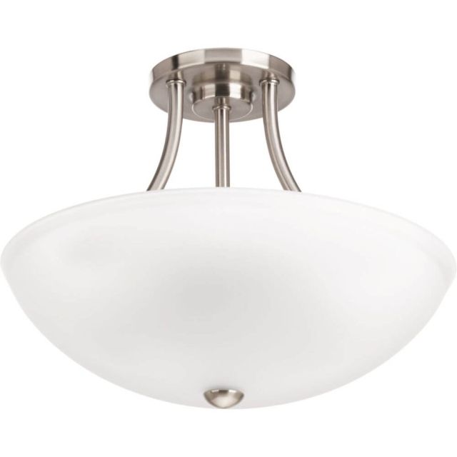 Progress Lighting Gather 2 Light 13 Inch Flush Mount In Brushed Nickel With Etched Glass P3748-09