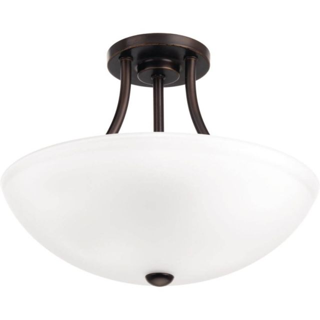 Progress Lighting Gather 2 Light 13 Inch Flush Mount In Antique Bronze With Etched Glass P3748-20