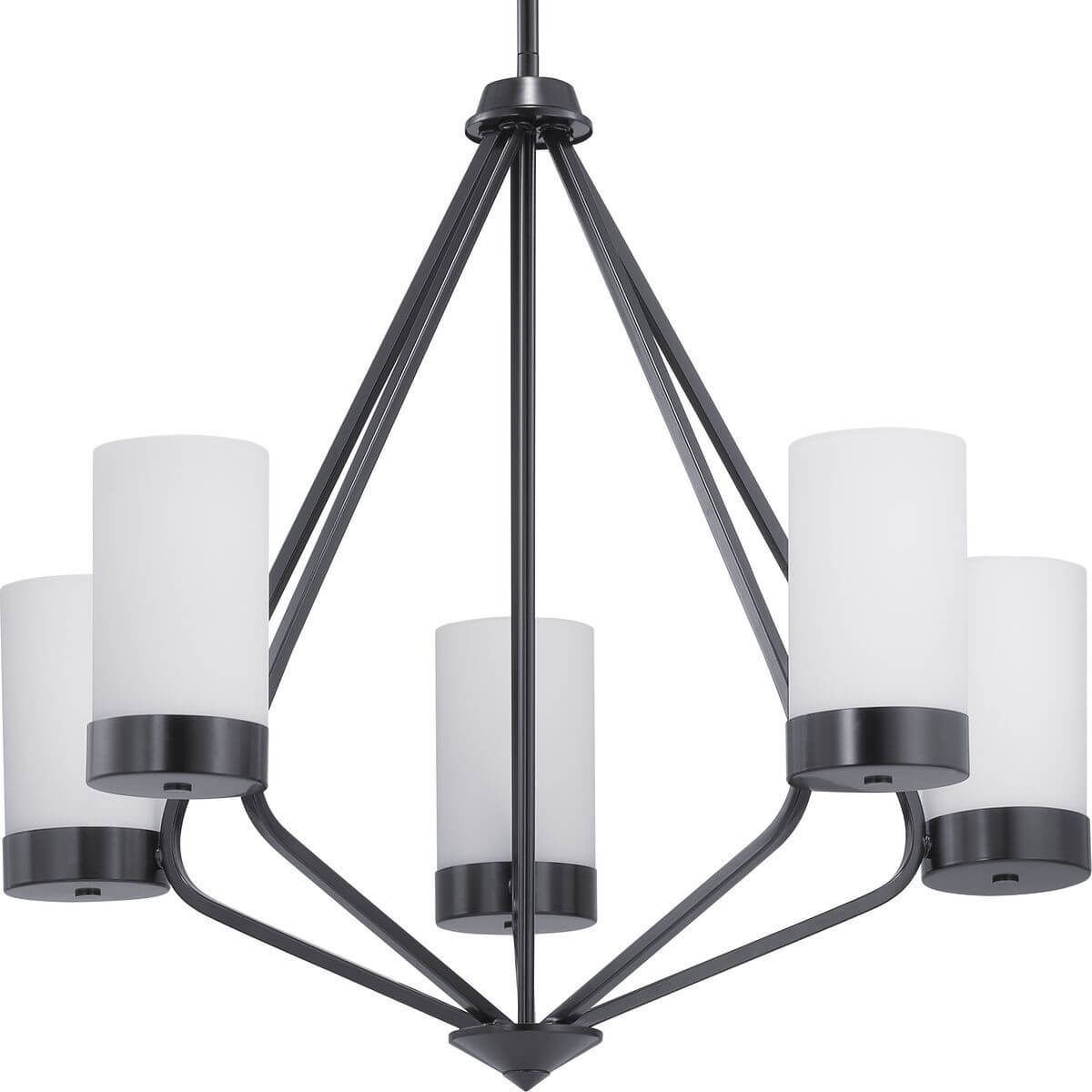 Progress Lighting Elevate 5 Light 27 Inch Chandelier in Black with Etched White Glass P400022-031