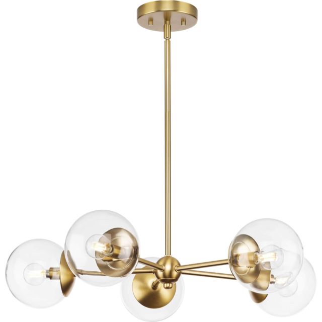 Progress Lighting Atwell 5 Light 28 inch Chandelier in Brushed Bronze with Clear Glass Shades P400325-109