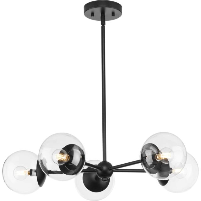 Progress Lighting Atwell 5 Light 28 inch Chandelier in Matte Black with Clear Glass Shades P400325-31M