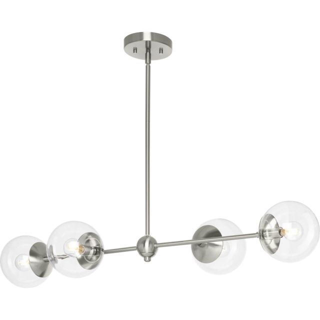 Progress Lighting Atwell 4 Light 40 inch Linear Light in Brushed Nickel with Clear Glass Shades P400326-009