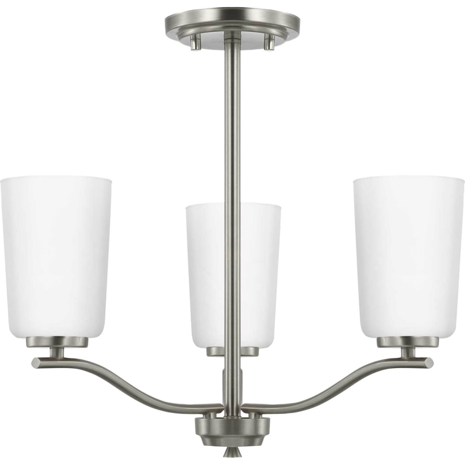 Progress Lighting Adley 3 Light 18 inch Convertible Chandelier in Brushed Nickel with Etched White Glass P400349-009