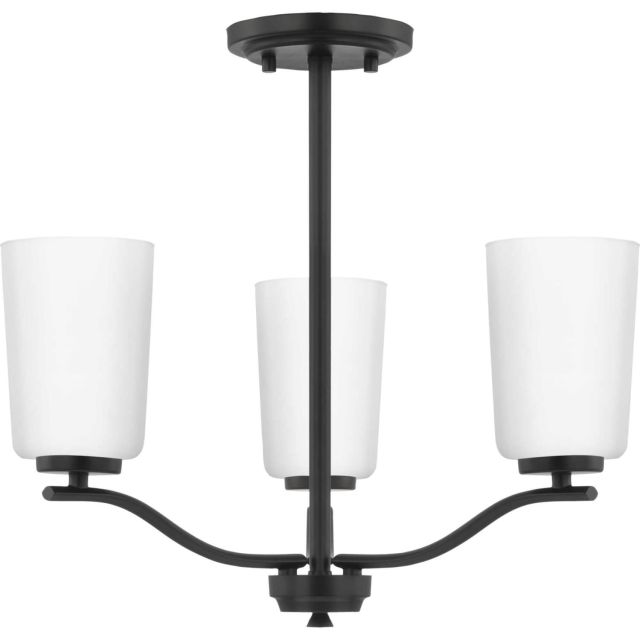 Progress Lighting Adley 3 Light 18 inch Convertible Chandelier in Matte Black with Etched White Glass P400349-31M