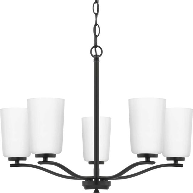 Progress Lighting Adley 5 Light 23 inch Chandelier in Matte Black with Etched White Glass P400350-31M