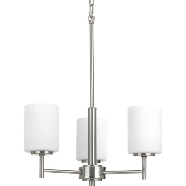 Progress Lighting Replay 3 Light 17 Inch Chandelier In Brushed Nickel With Etched Glass P4318-09