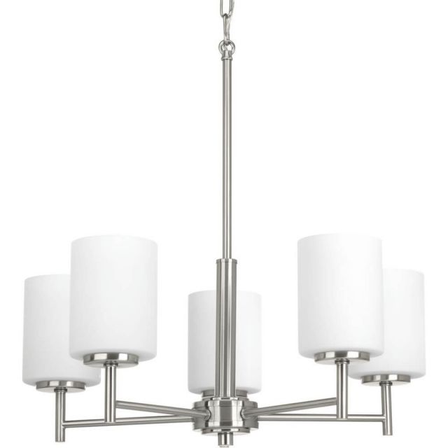 Progress Lighting Replay 5 Light 21 Inch Chandelier In Brushed Nickel With Etched Glass P4319-09