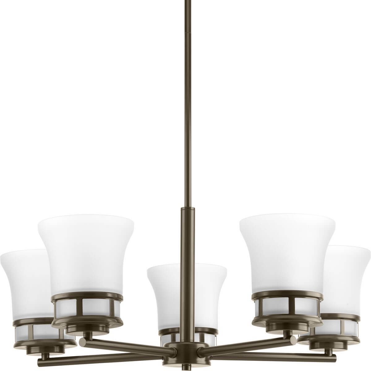 Progress Lighting P4613-20 Cascadia 5 Light 26 Inch Chandelier In Antique Bronze With Etched Glass