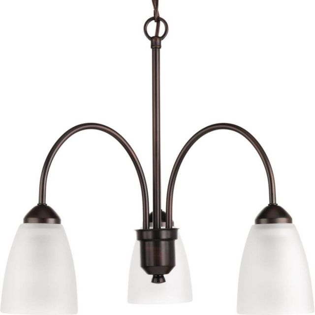 Progress Lighting Gather 3 Light 20 Inch Chandelier In Antique Bronze With Etched Glass P4734-20