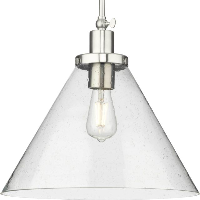 Progress Lighting Hinton 1 Light 16 inch Pendant in Brushed Nickel with Clear Seeded Glass Shade P500384-009