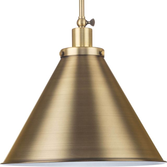 Progress Lighting Hinton 1 Light 16 inch Pendant in Vintage Brass with Metal Shade P500385-163