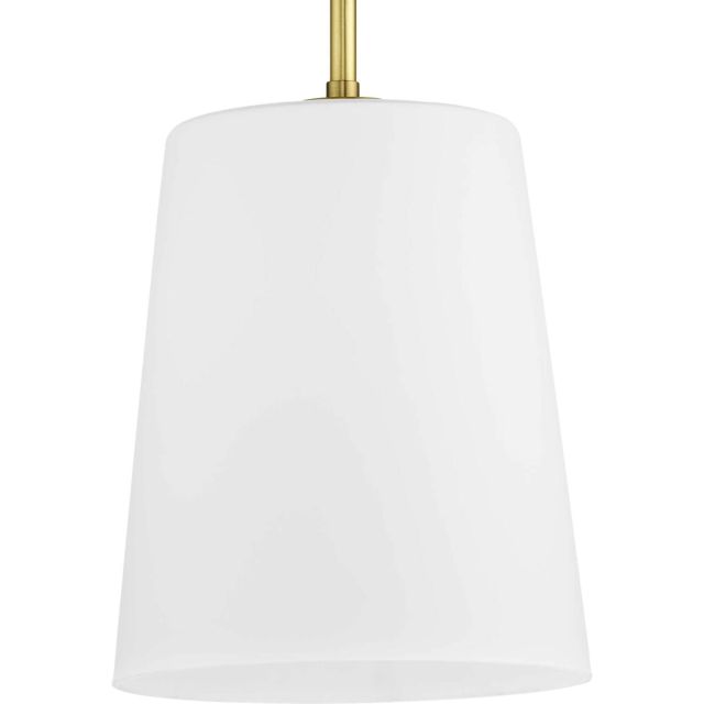 Progress Lighting Clarion 1 Light 9 inch Pendant in Satin Brass with Etched Opal Glass P500429-012