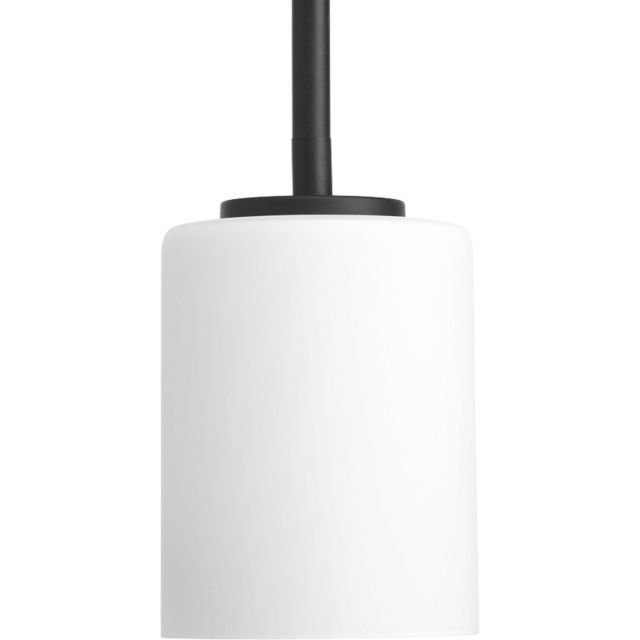 Progress Lighting Replay 1 Light 4 inch Pendant In Black With Etched Outside Painted White Inside Glass Shade P5170-31