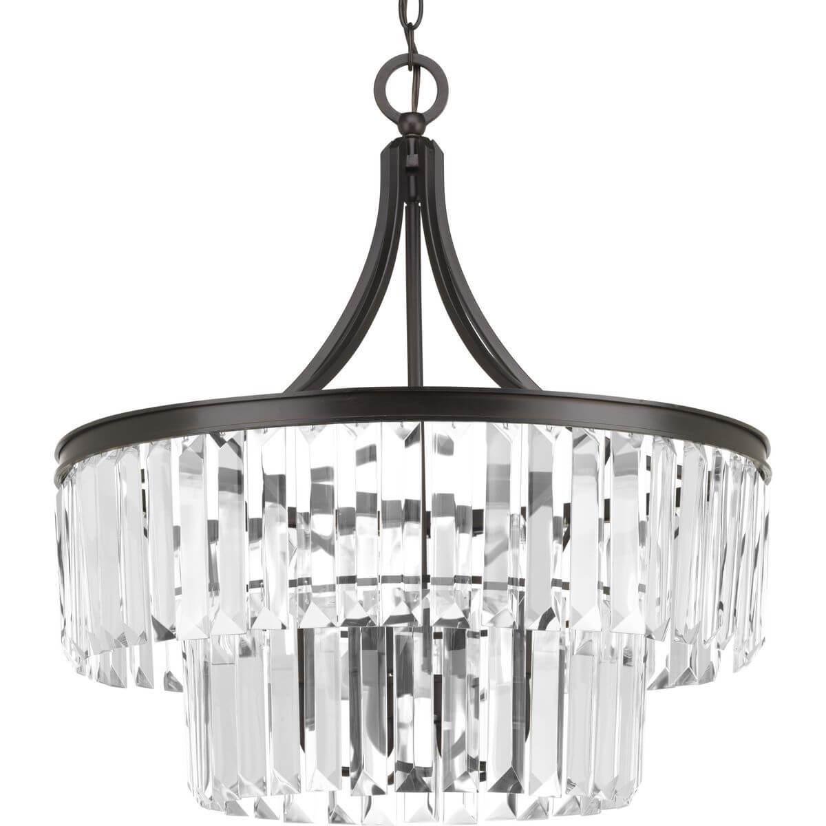 Progress Lighting P5321-20 Glimmer 5 Light 22 Inch Pendant In Antique Bronze With Clear Glass