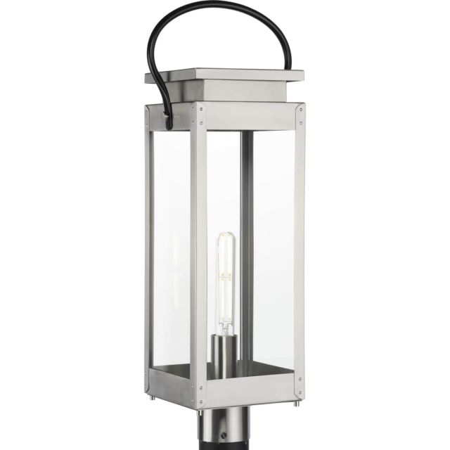 Progress Lighting Union Square 1 Light 26 inch Tall Outdoor Post Lantern in Stainless Steel with Clear Glass Panel P540046-135