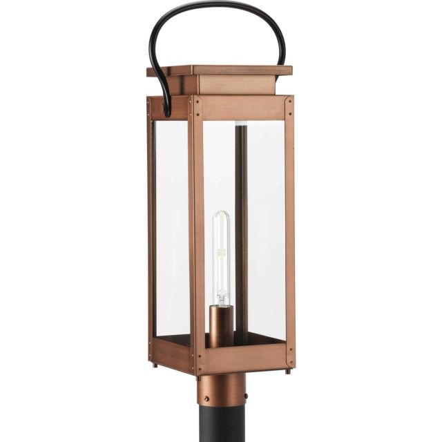 Progress Lighting Union Square 1 Light 26 inch Tall Outdoor Post Lantern in Antique Copper with Clear Glass Panel P540046-169
