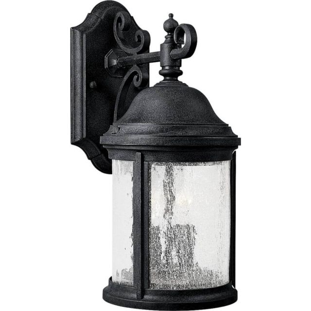 Progress Lighting Ashmore 2 Light 15 Inch Tall Outdoor Wall Lantern In Textured Black With Water Seeded Glass P5649-31