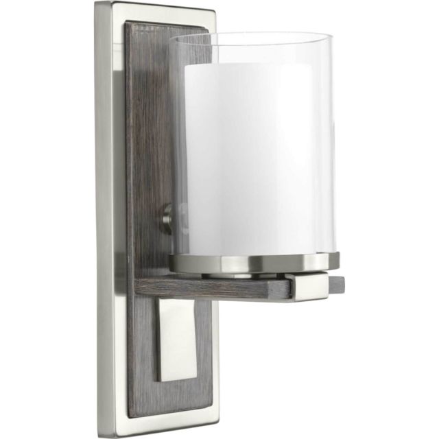 Progress Lighting P710015-009 Mast 1 Light 13 inch Tall Wall Sconce in Brushed Nickel with Clear Glass Shade
