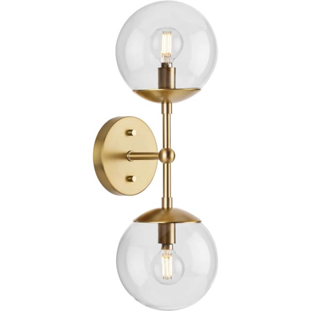 Progress Lighting Atwell 2 Light 18 inch Tall Wall Sconce in Brushed Bronze with Clear Glass Shades P710114-109