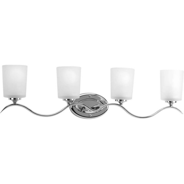 Progress Lighting Inspire 4 Light 31 inch Bath Vanity Light in Polished Chrome with Etched Glass P2021-15