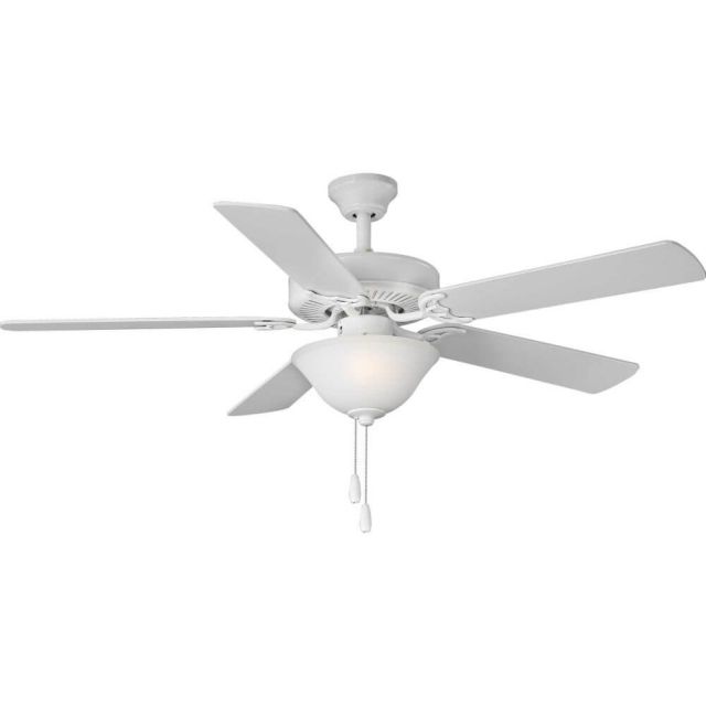 Progress Lighting P2599-30 Builder 52 inch 5 Blade LED Ceiling Fan in White with White Etched Light Kit