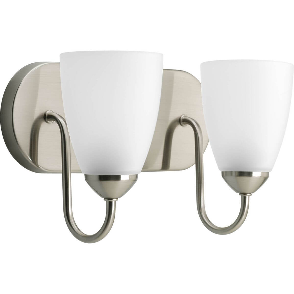 Progress Lighting Gather 2 Light 12 inch Bath Vanity Light in Brushed Nickel with Etched Glass P2707-09