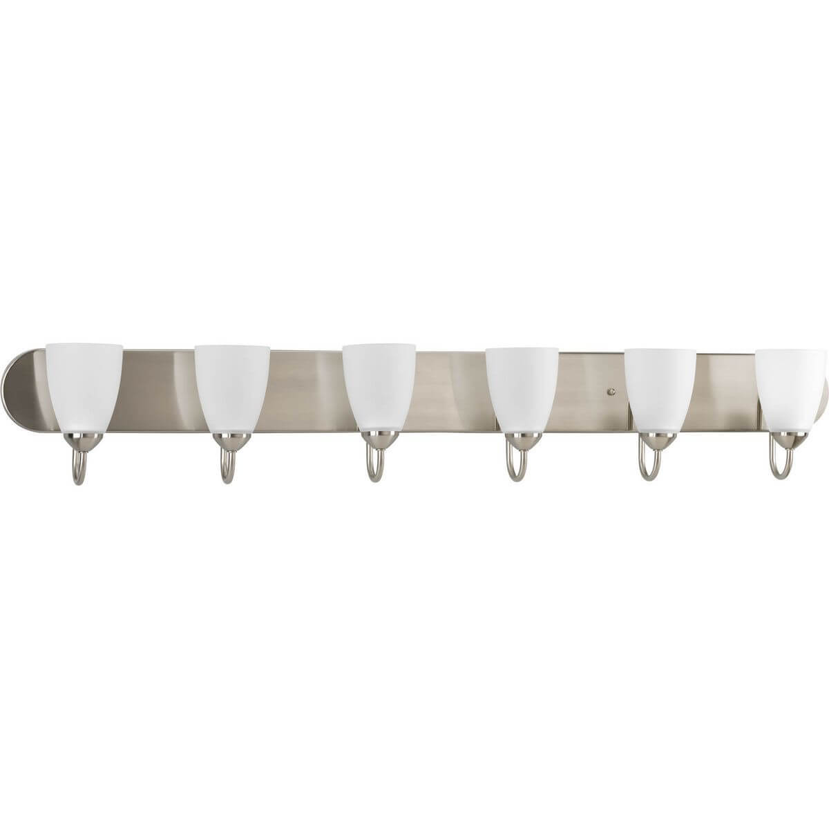 Progress Lighting Gather 6 Light 48 inch Bath Vanity Light in Brushed Nickel with Etched Glass P2714-09