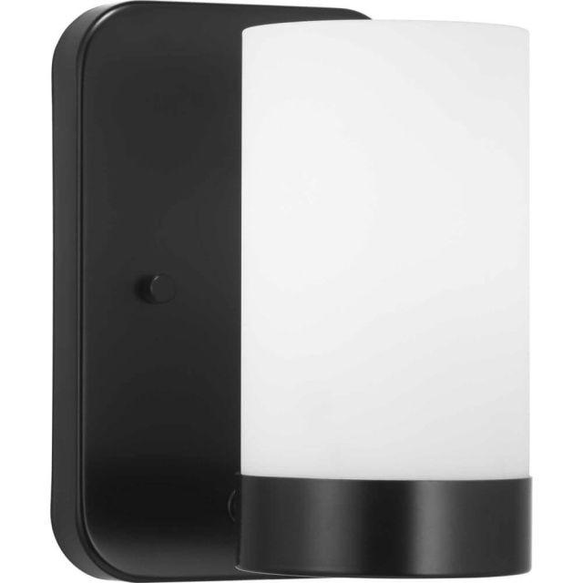 Progress Lighting Elevate 1 Light 8 inch Tall Bath Light in Black with Etched White Glass P300020-031