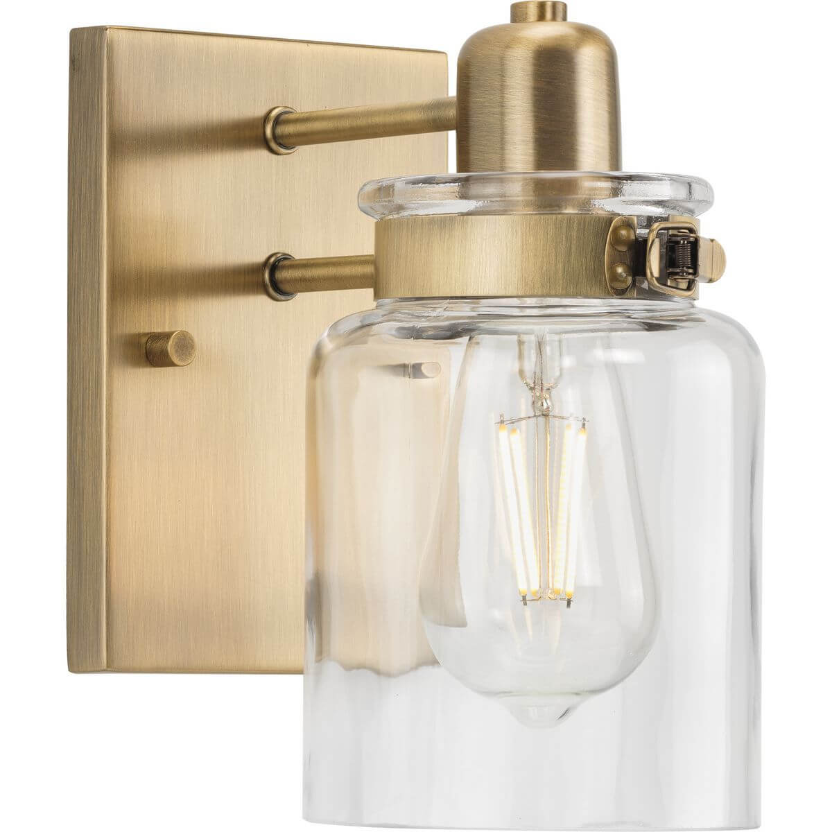 Progress Lighting Calhoun 1 Light 7 inch Bath Vanity Light in Vintage Brass with Clear Glass P300045-163