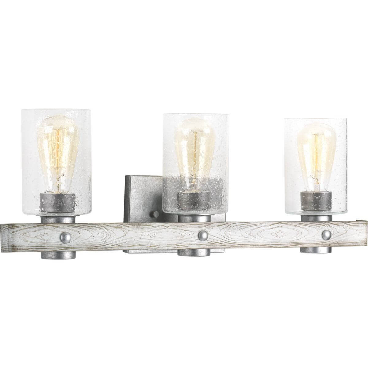 Progress Lighting P300125-141 Gulliver 3 Light 24 inch Bath Vanity Light in Galvanized with Clear Seeded Glass