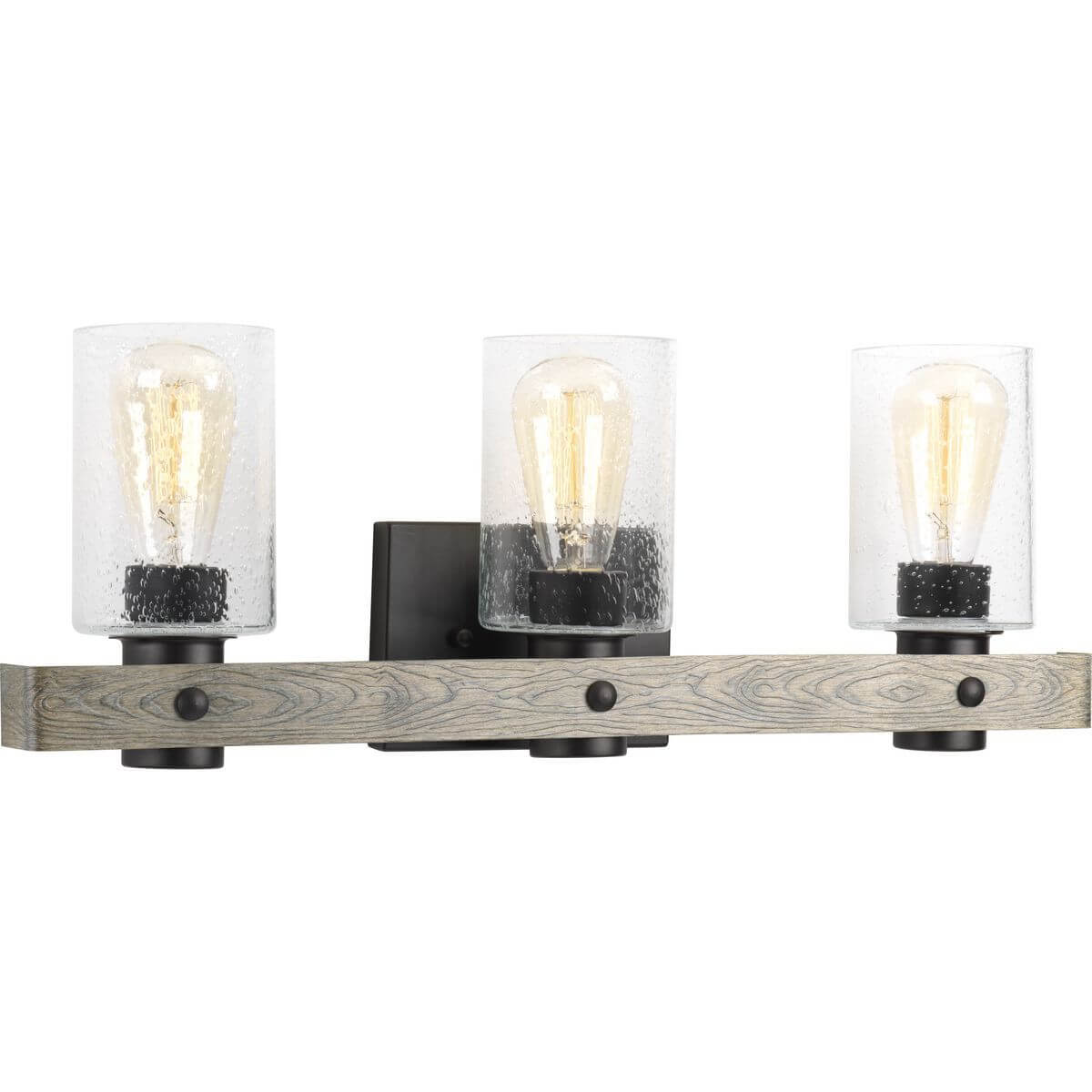 Progress Lighting Gulliver 3 Light 24 inch Bath Vanity Light in Graphite with Clear Seeded Glass P300125-143