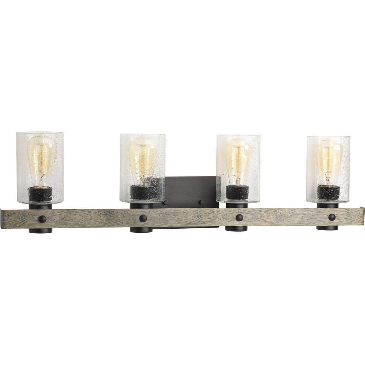 Progress Lighting Gulliver 4 Light 33 inch Bath Vanity Light in Graphite with Clear Seeded Glass P300126-143