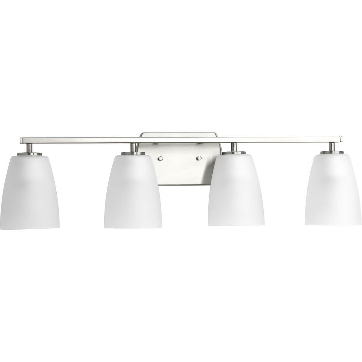 Progress Lighting Leap 4 Light 32 inch Bath Vanity Light in Brushed Nickel with Etched Glass P300134-009