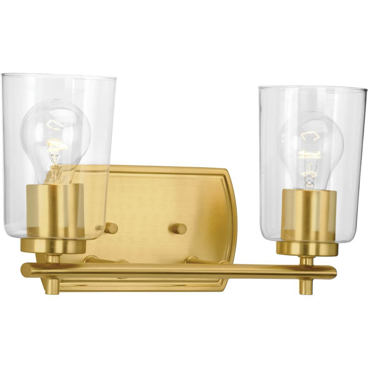 Progress Lighting Adley 2 Light 14 inch Bath Vanity Light in Satin Brass with Clear Glass P300155-012