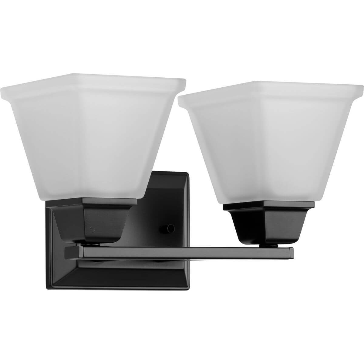 Progress Lighting Clifton Heights 2 Light 14 inch Bath Vanity Light in Matte Black with Etched Glass P300159-31M