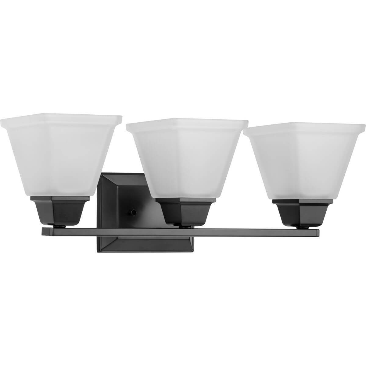 Progress Lighting Clifton Heights 3 Light 23 inch Bath Vanity Light in Matte Black with Etched Glass P300160-31M