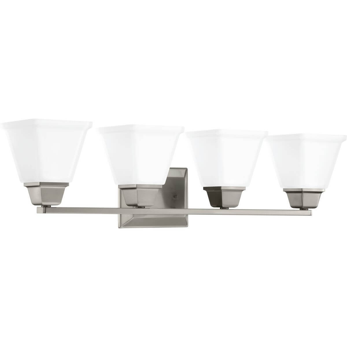 Progress Lighting Clifton Heights 4 Light 32 inch Bath Vanity Light in Brushed Nickel with Etched Glass P300161-009