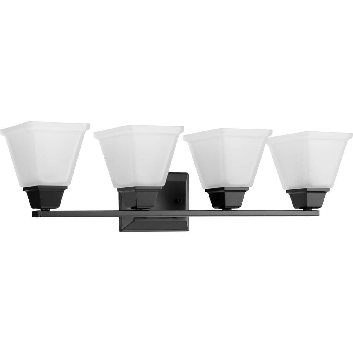 Progress Lighting Clifton Heights 4 Light 32 inch Bath Vanity Light in Matte Black with Etched Glass P300161-31M