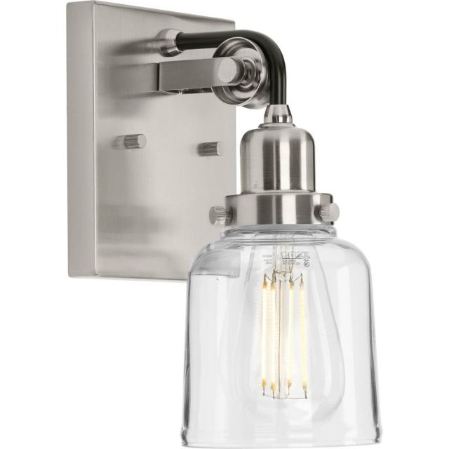 Progress Lighting Rushton 1 Light 6 inch Bath Vanity Light in Brushed Nickel with Clear Glass P300226-009