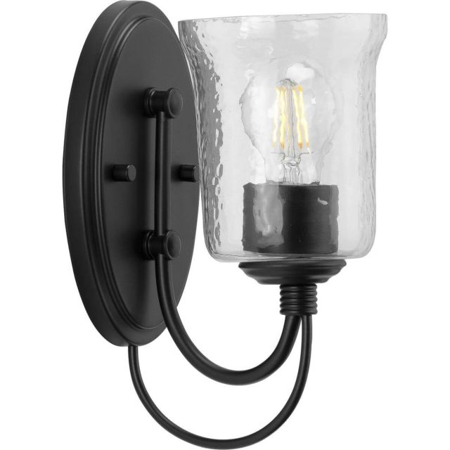 Progress Lighting Bowman 1 Light 7 inch Bath Vanity Light in Matte Black with Clear Chiseled Glass Shade P300253-031