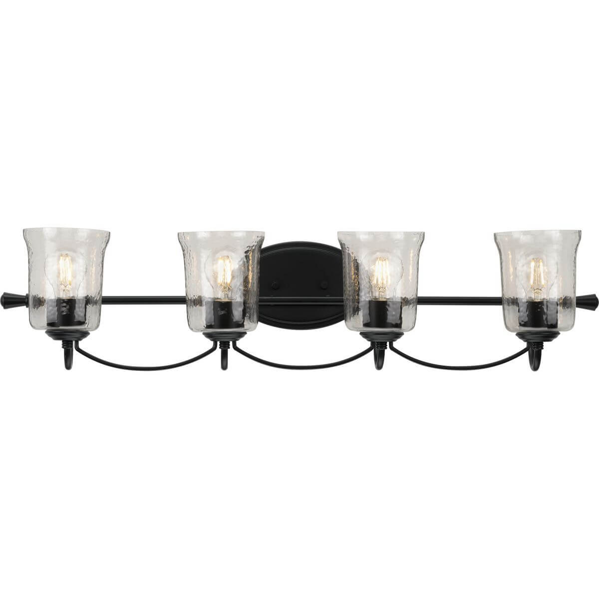 Progress Lighting Bowman 4 Light 34 inch Bath Vanity Light in Matte Black with Clear Chiseled Glass Shade P300256-031