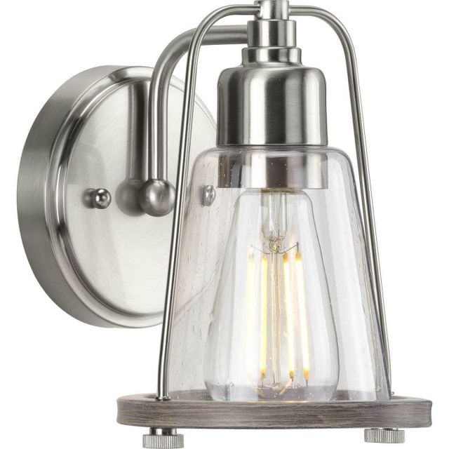Progress Lighting P300295-009 Conway 1 Light 7 inch Bath Vanity Light in Brushed Nickel with Clear Seeded Glass