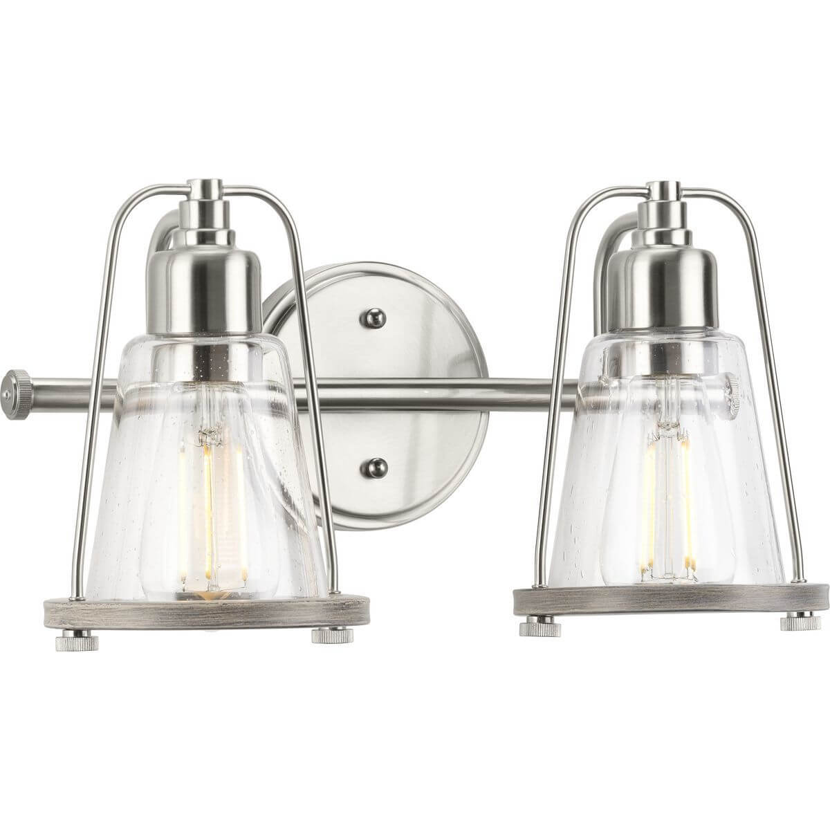 Progress Lighting P300296-009 Conway 2 Light 15 inch Bath Vanity Light in Brushed Nickel with Clear Seeded Glass