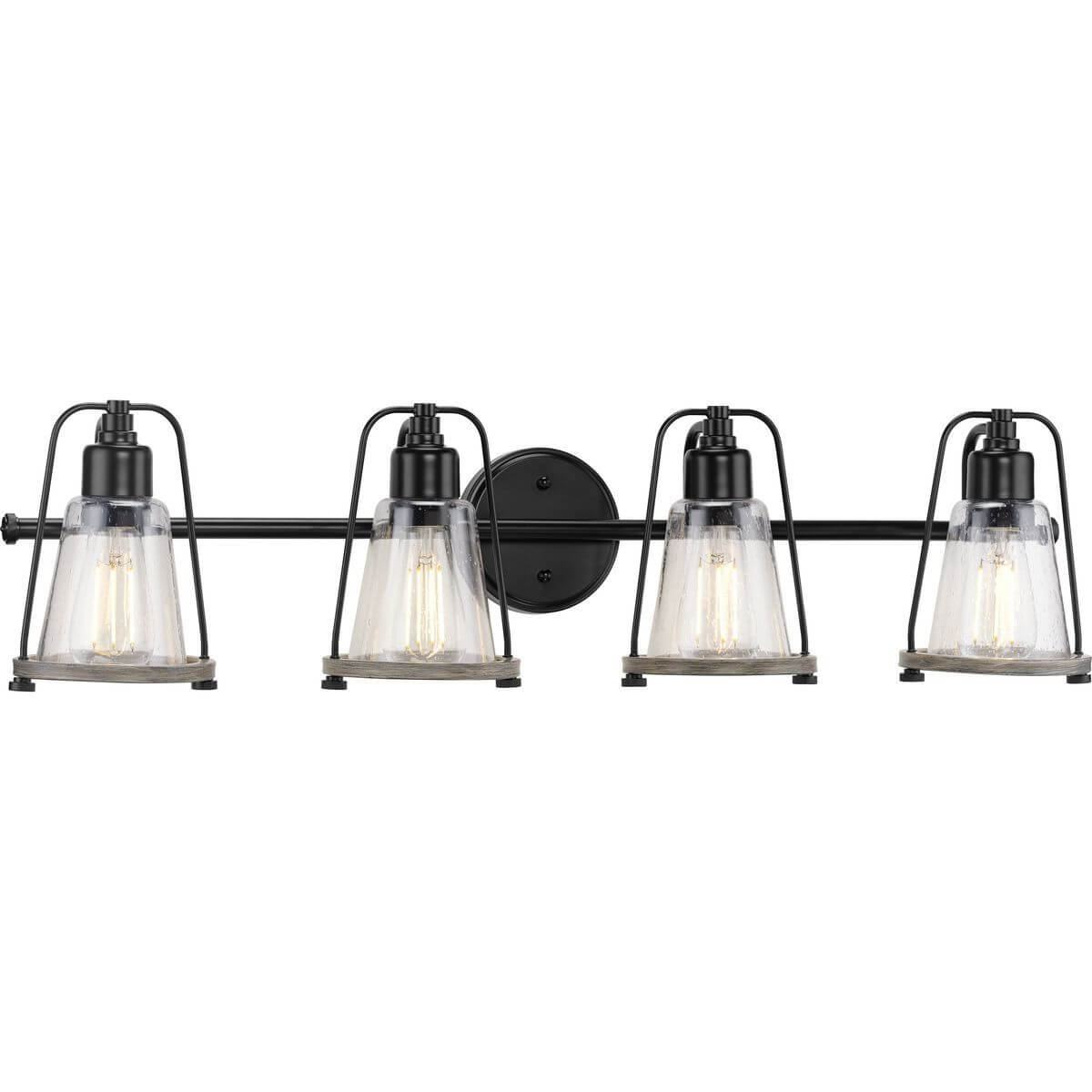 Progress Lighting P300298-031 Conway 4 Light 33 inch Bath Vanity Light in Matte Black with Clear Seeded Glass