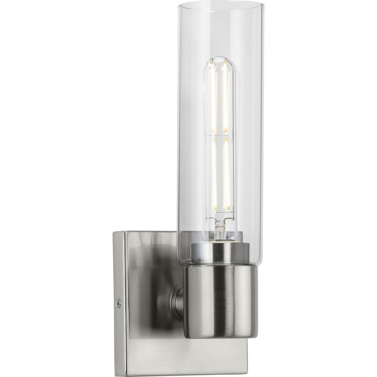 Progress Lighting Clarion 1 Light 13 inch Tall Bath Vanity Light in Brushed Nickel with Clear Glass P300299-009