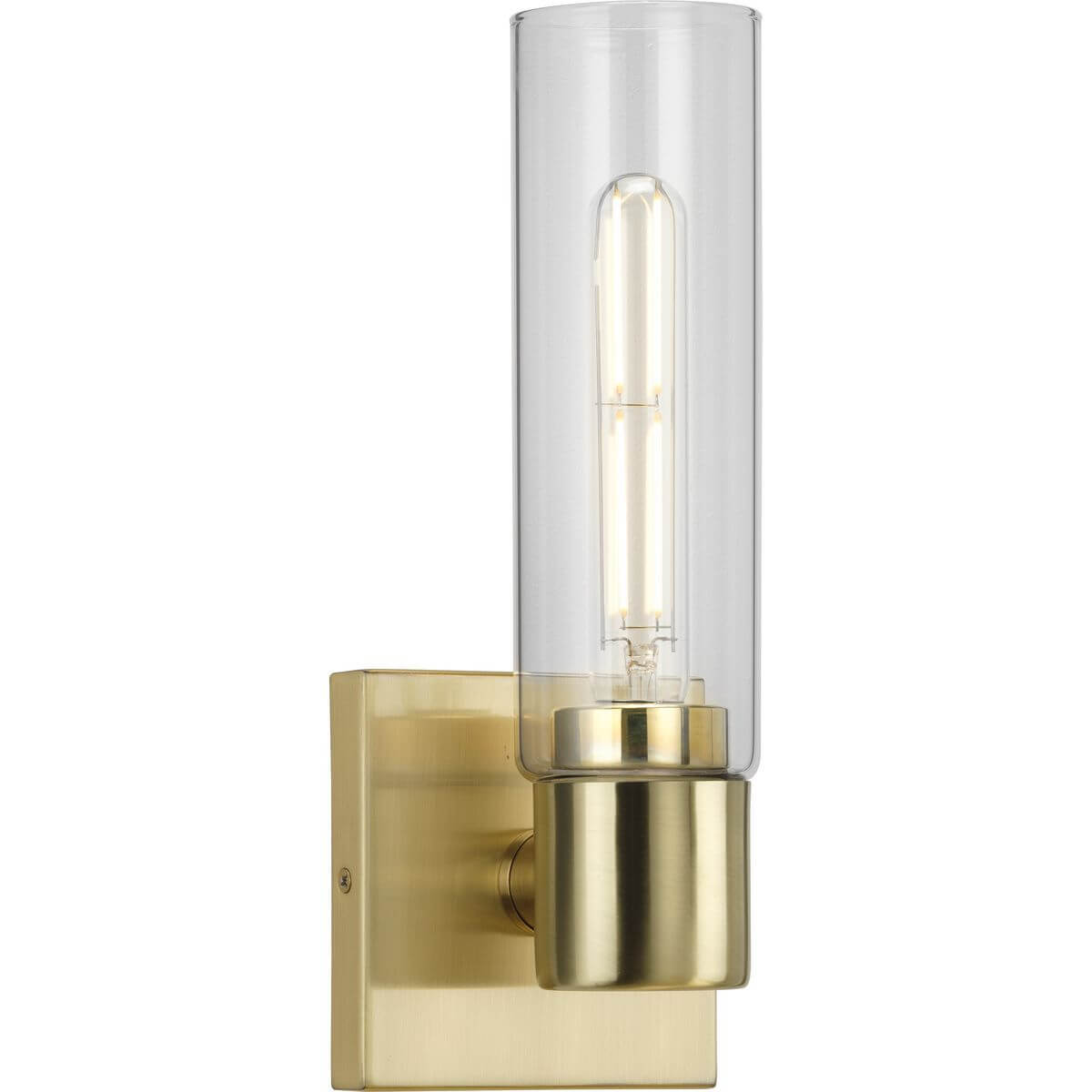 Progress Lighting Clarion 1 Light 13 inch Tall Bath Vanity Light in Satin Brass with Clear Glass P300299-012