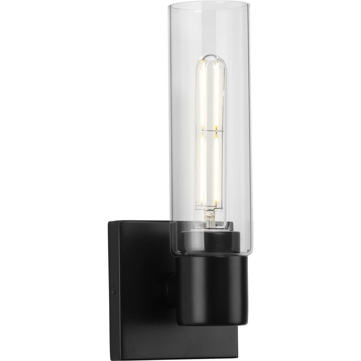 Progress Lighting Clarion 1 Light 13 inch Tall Bath Vanity Light in Matte Black with Clear Glass P300299-031