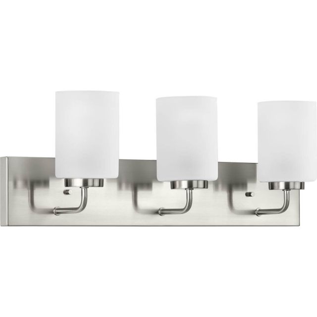 Progress Lighting Merry 3 Light 24 inch Bath Vanity Light in Brushed Nickel with Etched Glass P300329-009