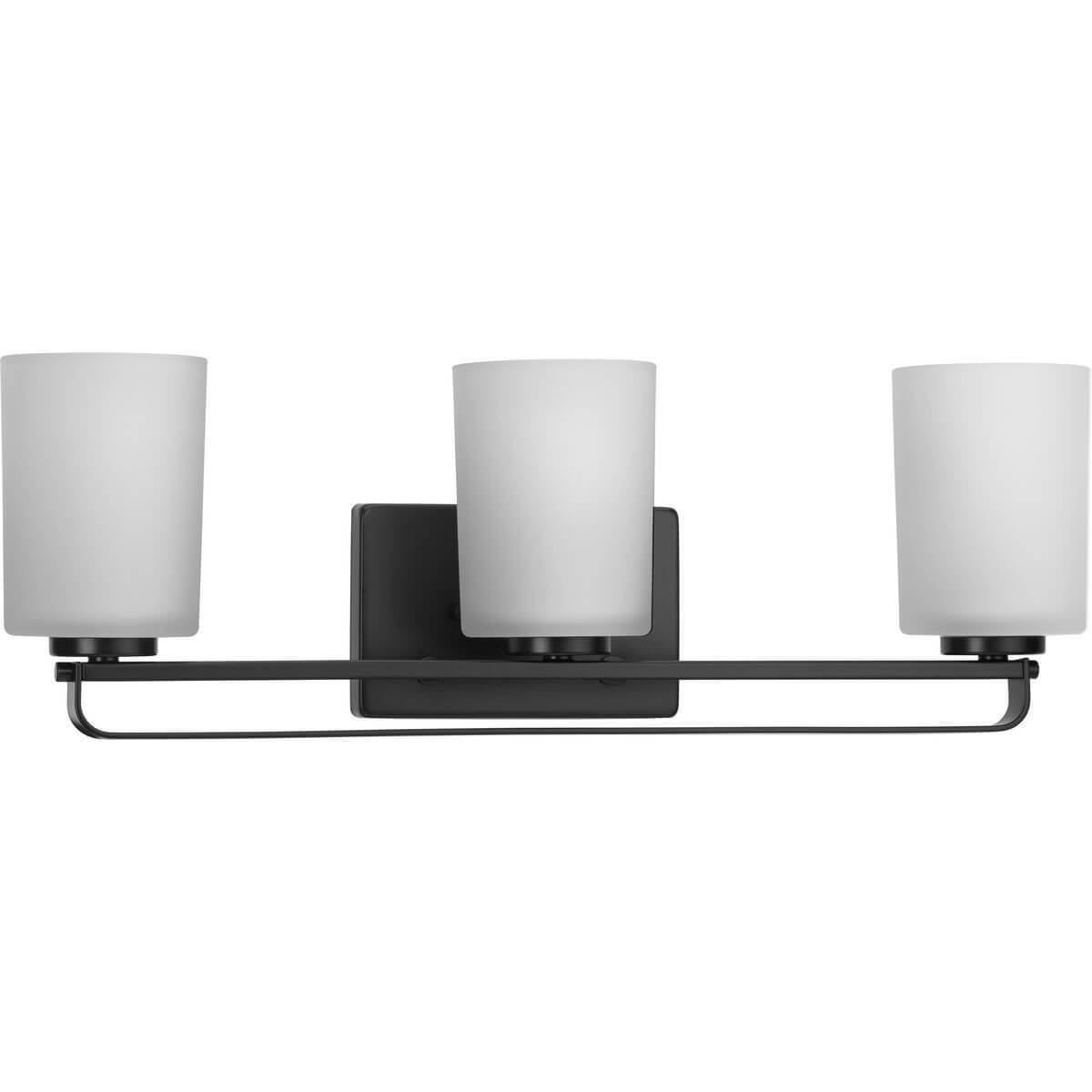 Progress Lighting League 3 Light 23 inch Bath Vanity Light in Matte Black with Etched Glass P300343-31M