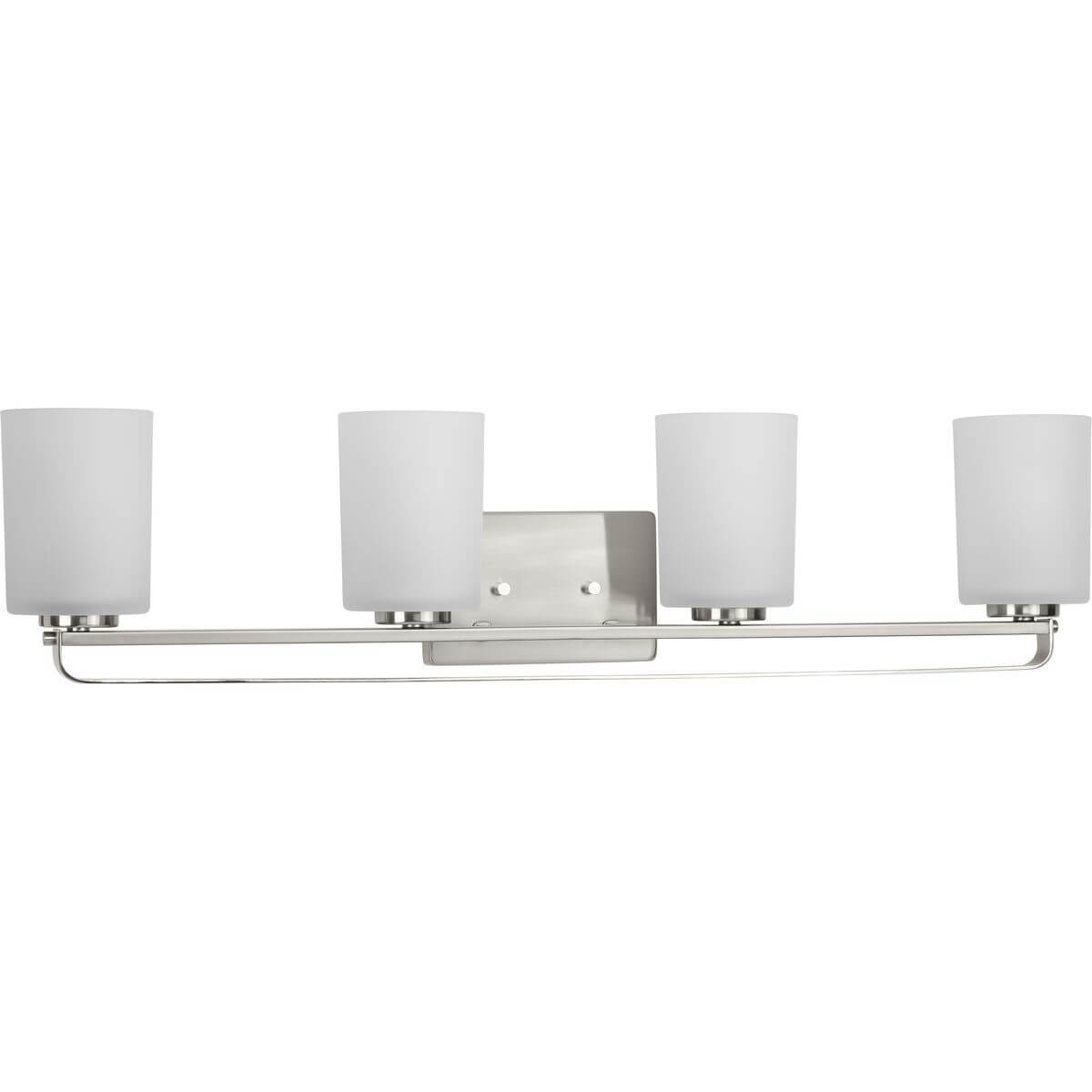 Progress Lighting League 4 Light 33 inch Bath Vanity Light in Brushed Nickel with Etched Glass P300344-009